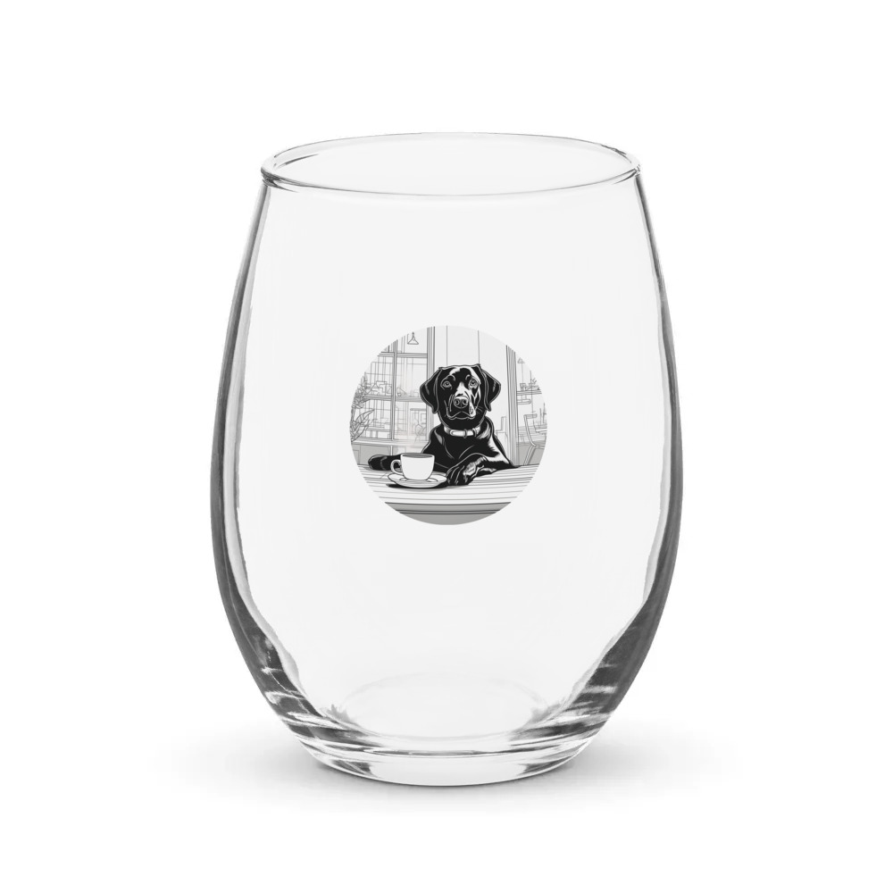 PugMug Custom Black Labrador Retriever Stemless Wine Glass