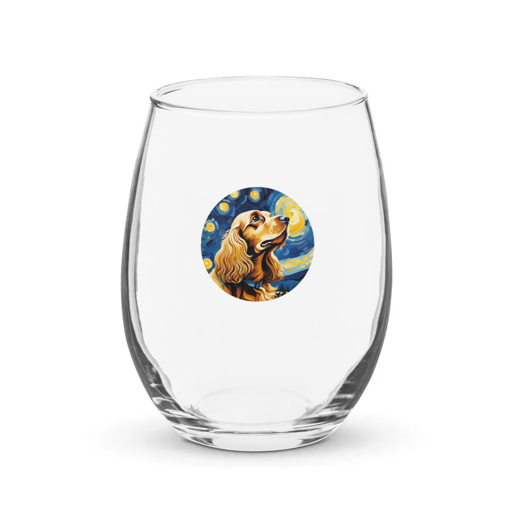 PugMug Custom English Cocker Spaniel Stemless Wine Glass