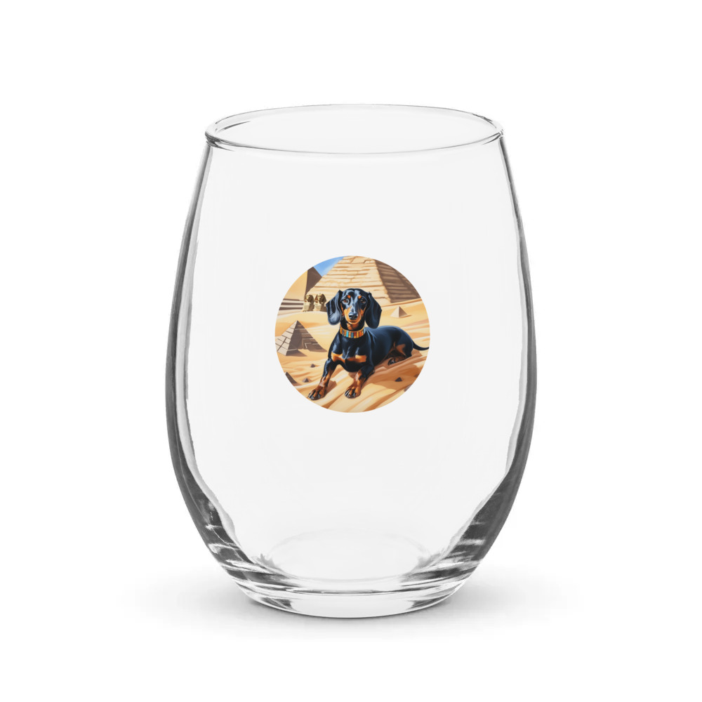 PugMug Custom Black Dachshund Stemless Wine Glass