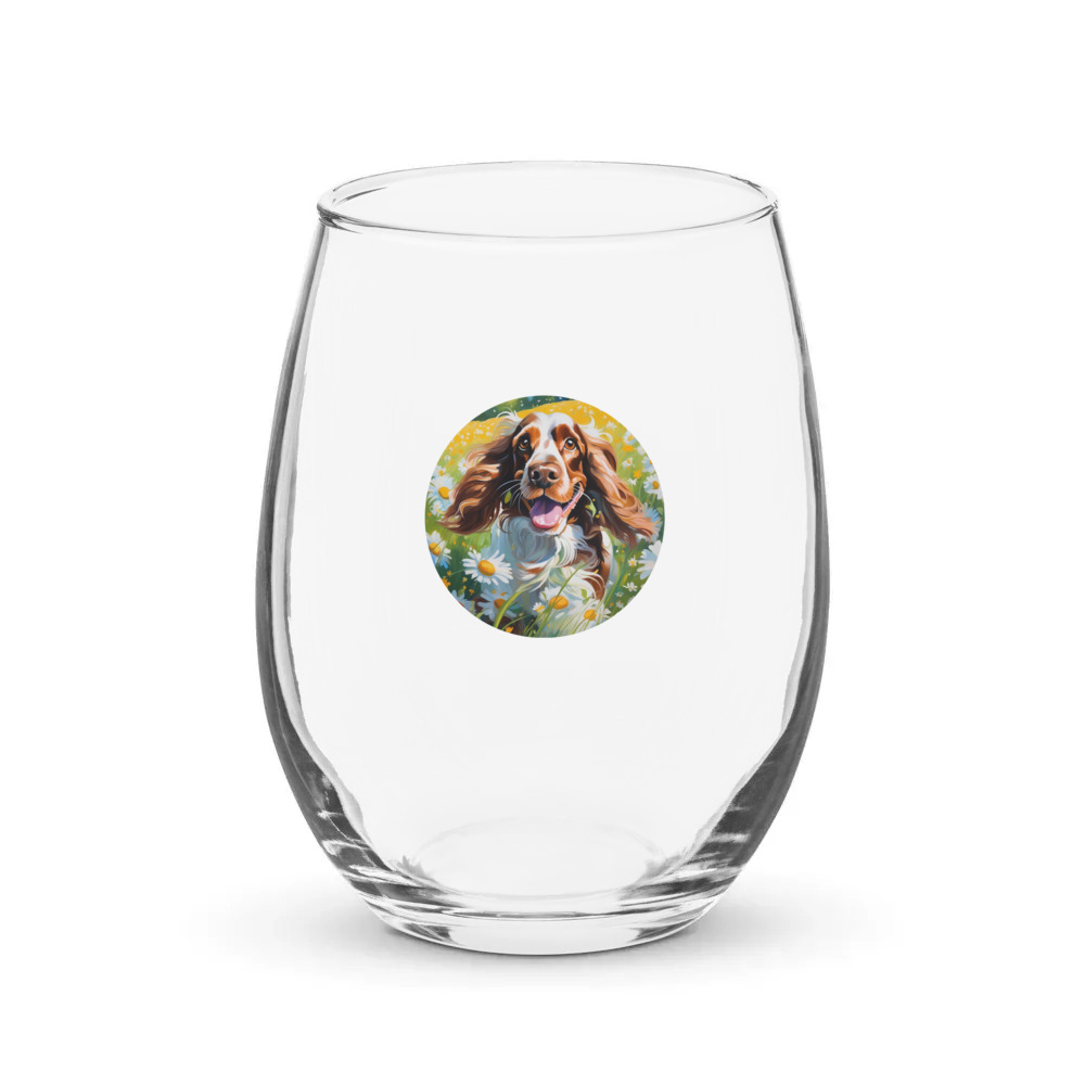 PugMug Custom English Cocker Spaniel Stemless Wine Glass