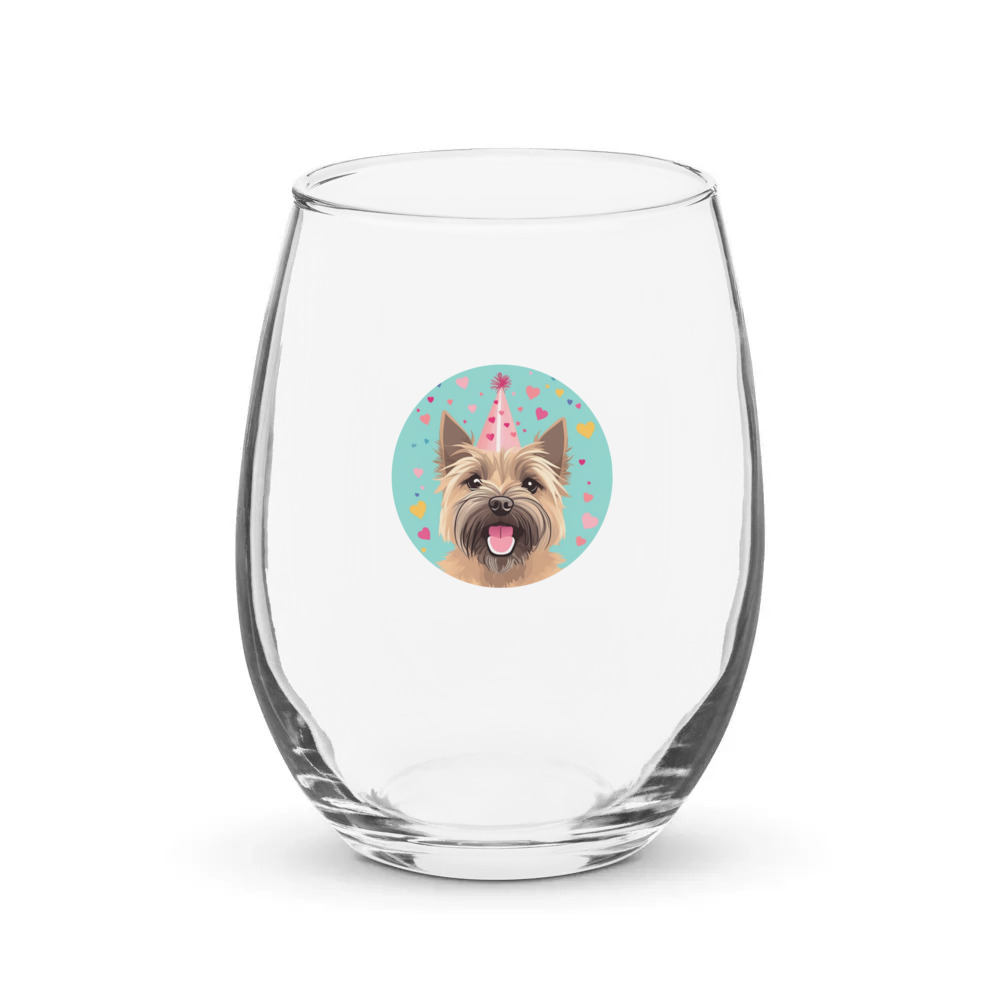 PugMug Custom Cairn Terrier Stemless Wine Glass