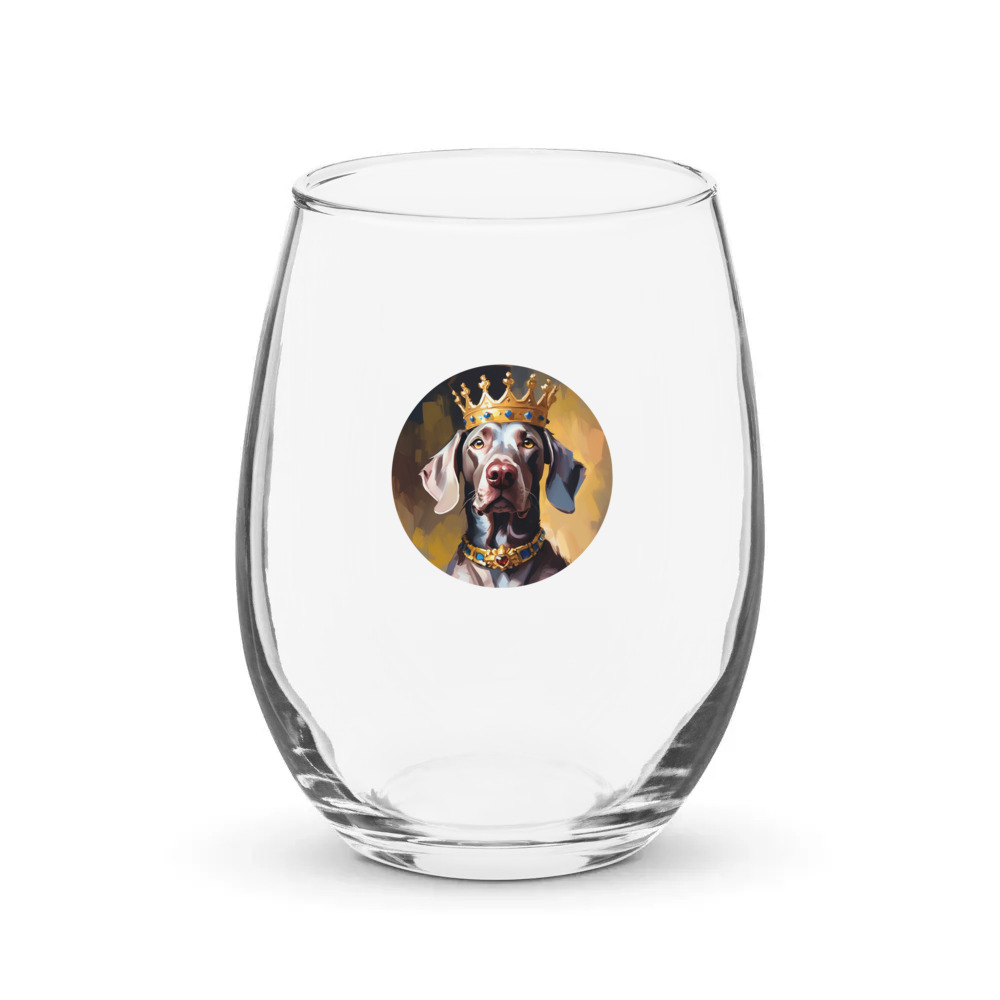 PugMug Custom Weimaraner Stemless Wine Glass