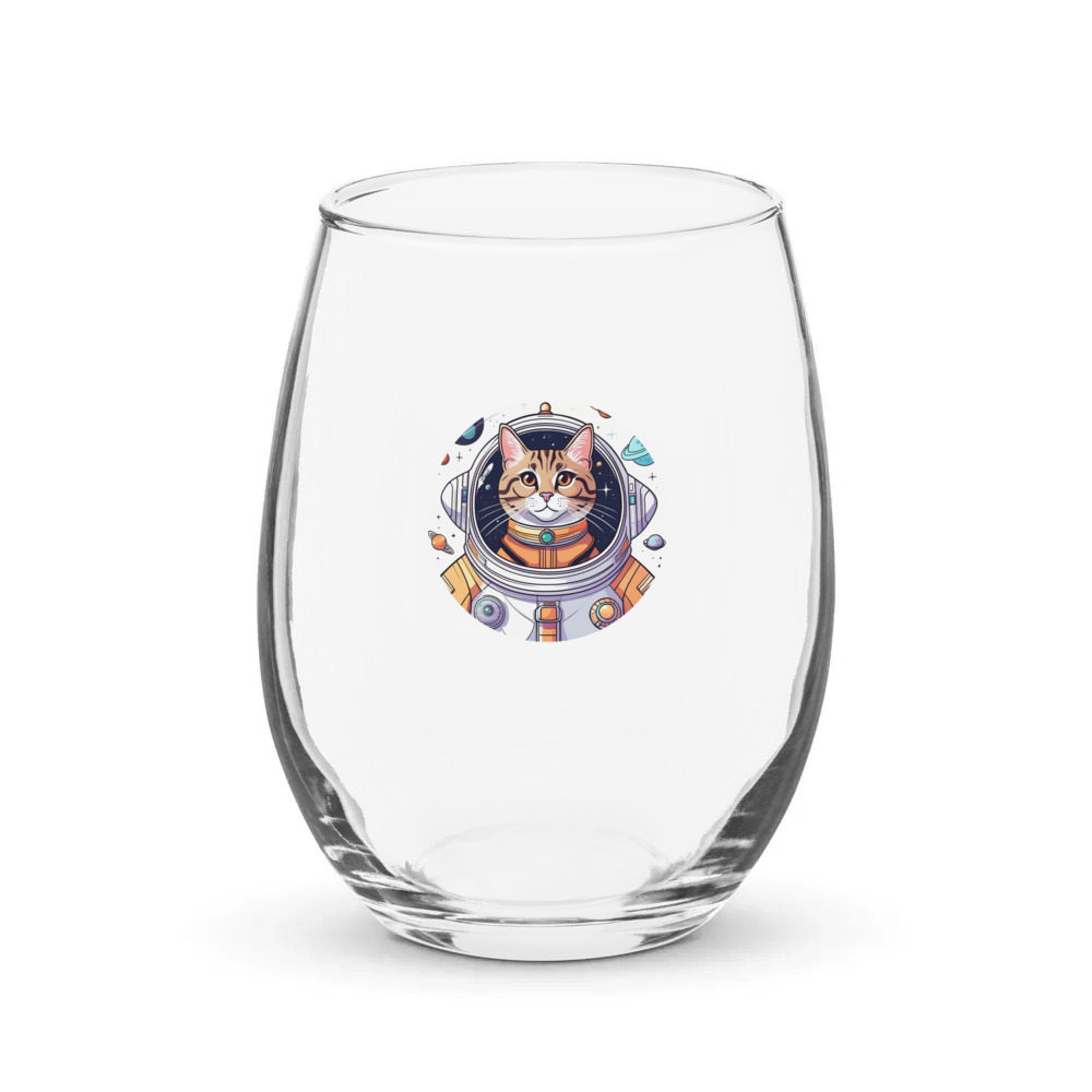PugMug Custom Tabby Exotic Cat Stemless Wine Glass