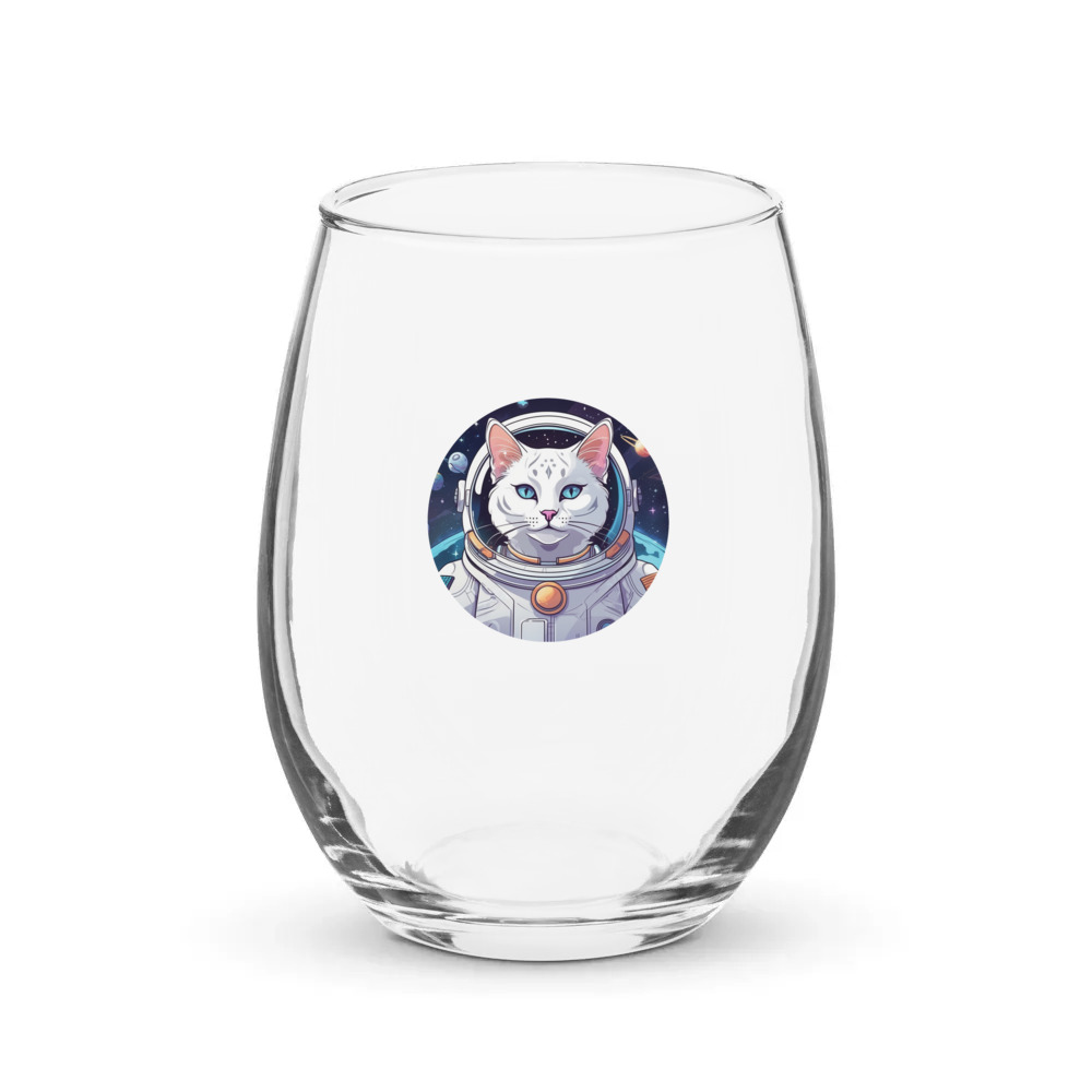 PugMug Custom White Exotic Cat Stemless Wine Glass
