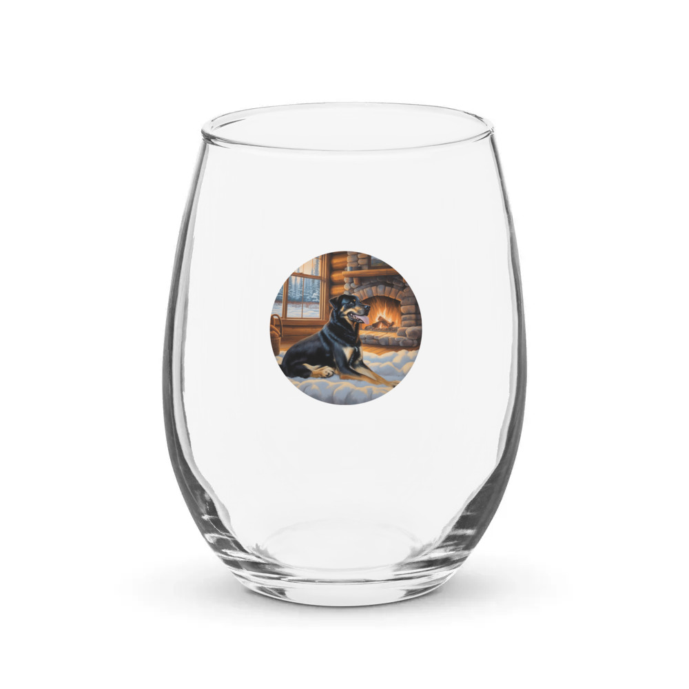 PugMug Custom Blue Stemless Wine Glass