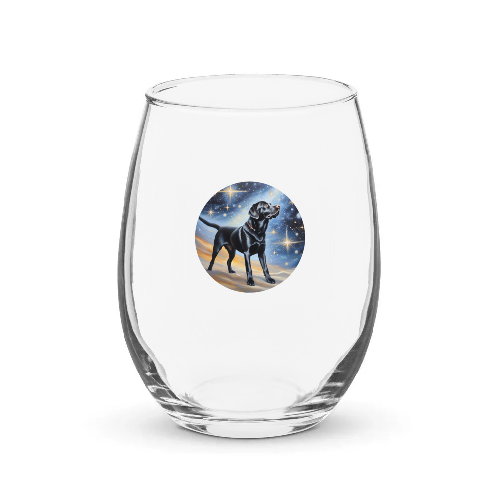 PugMug Custom Black Labrador Retriever Stemless Wine Glass