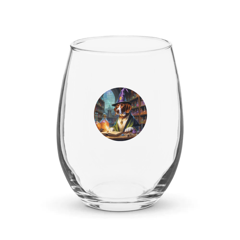 PugMug Custom Pointer Dog Stemless Wine Glass