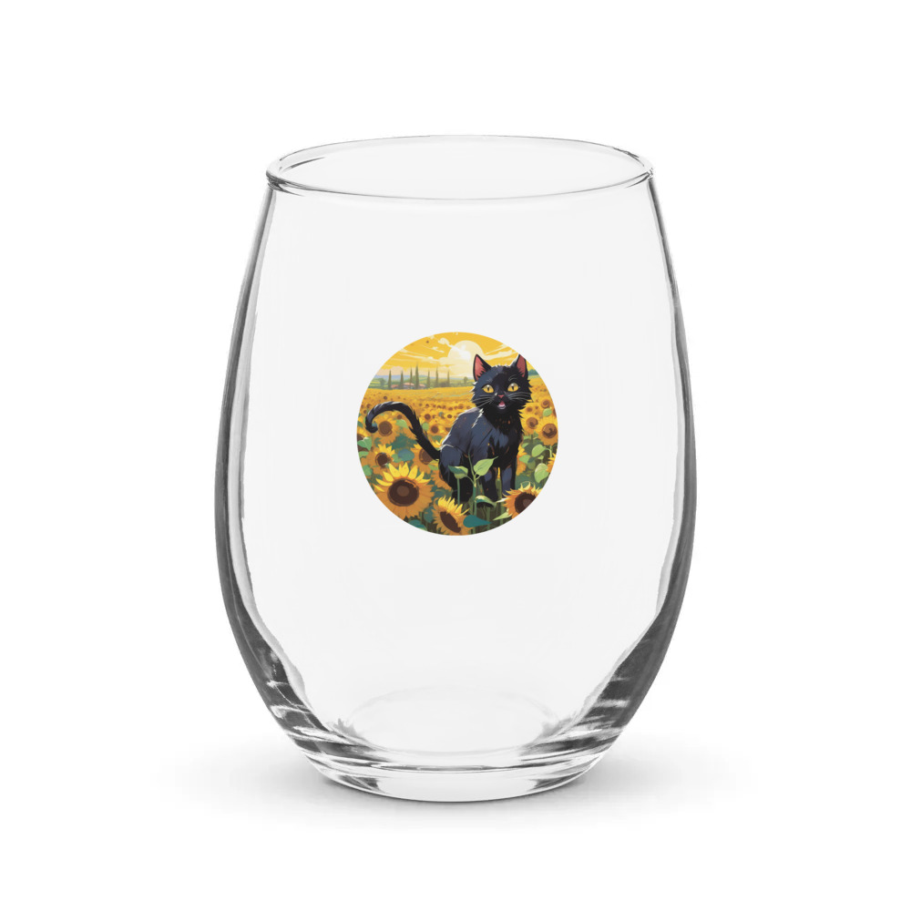 PugMug Custom Black Exotic Cat Stemless Wine Glass