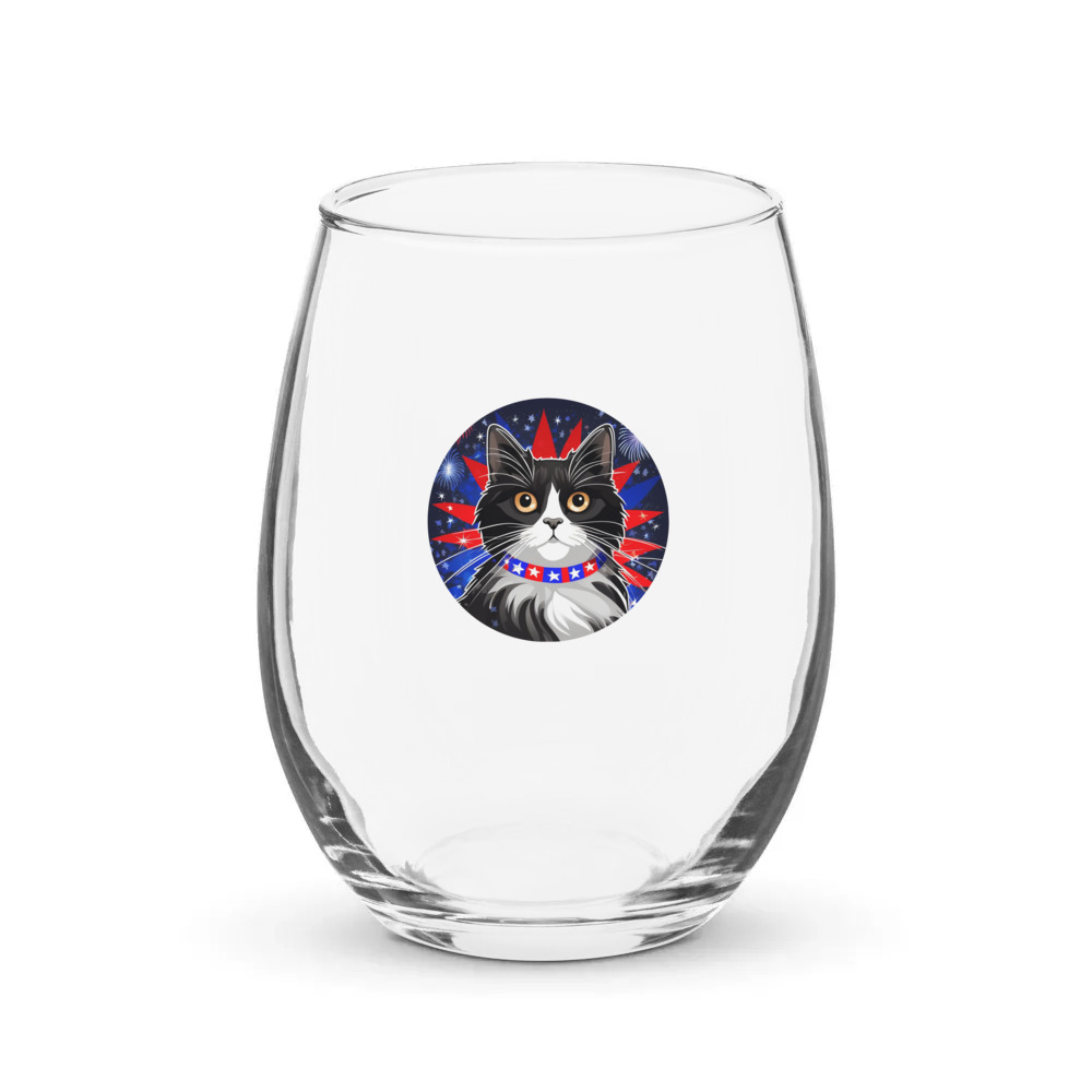 PugMug Custom Black Ragdoll Cat Stemless Wine Glass