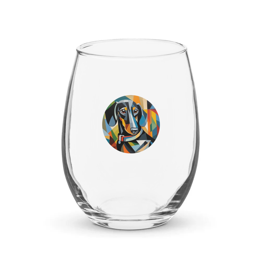 PugMug Custom Black Dachshund Stemless Wine Glass