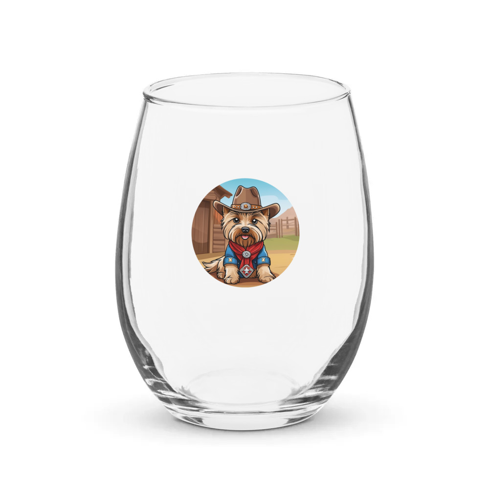 PugMug Custom Cairn Terrier Stemless Wine Glass