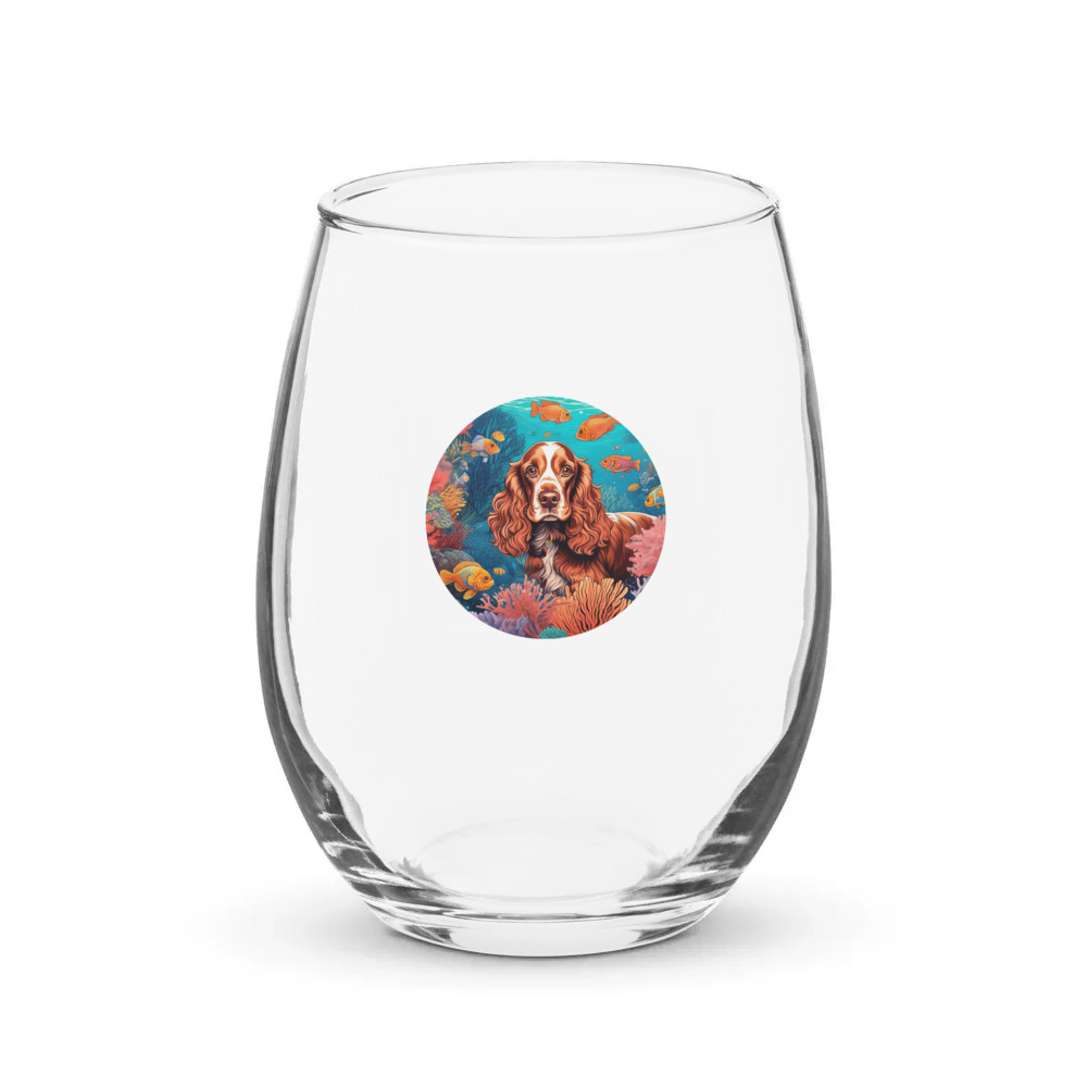PugMug Custom English Cocker Spaniel Stemless Wine Glass