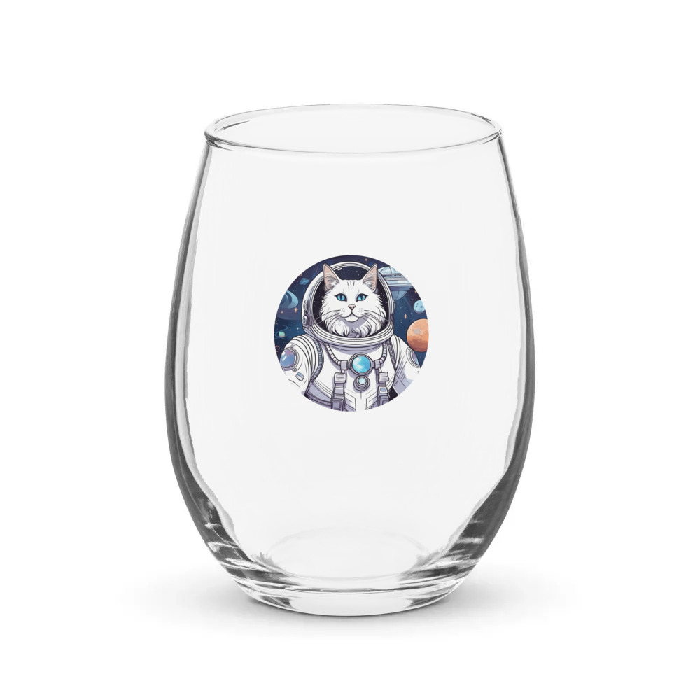 PugMug Custom White Companion Cat Stemless Wine Glass