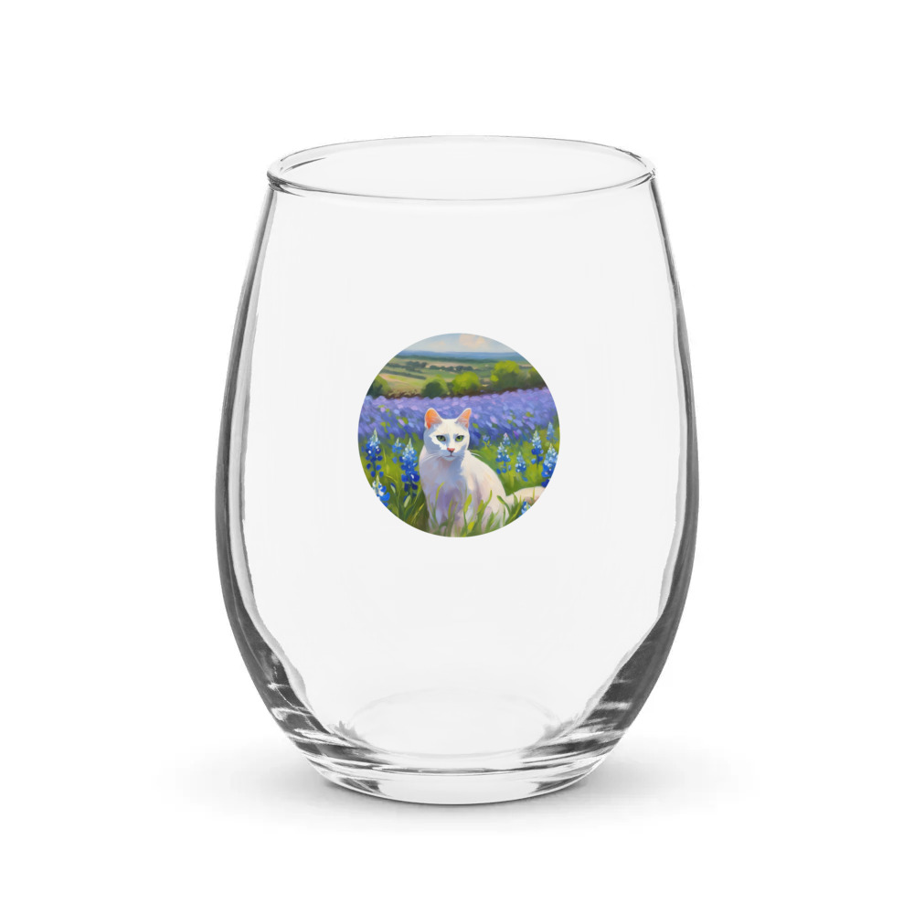 PugMug Custom White Companion Cat Stemless Wine Glass