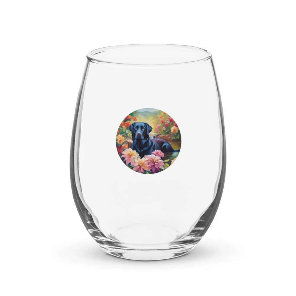 PugMug Custom Black Labrador Retriever Stemless Wine Glass