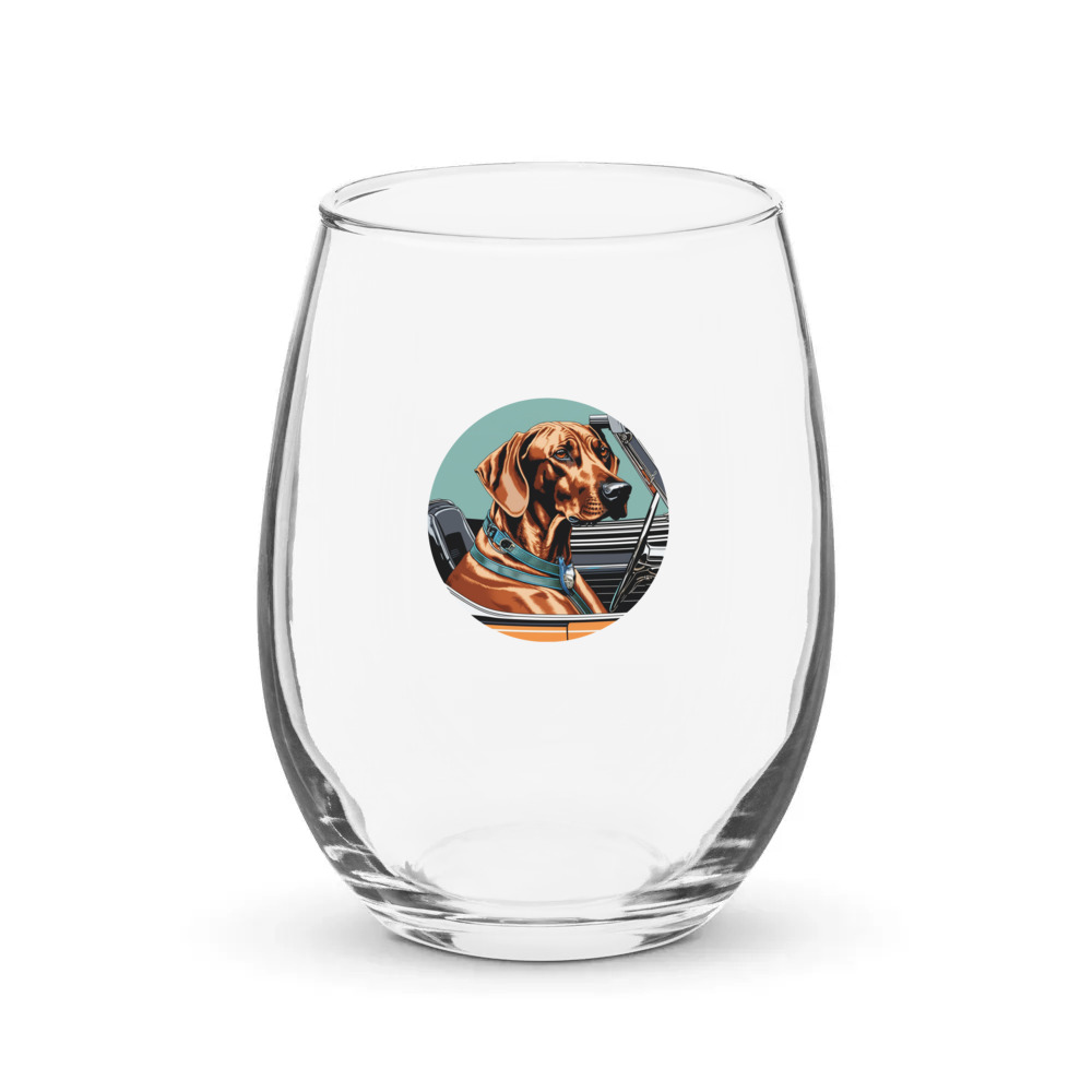 PugMug Custom Rhodesian Ridgeback Stemless Wine Glass