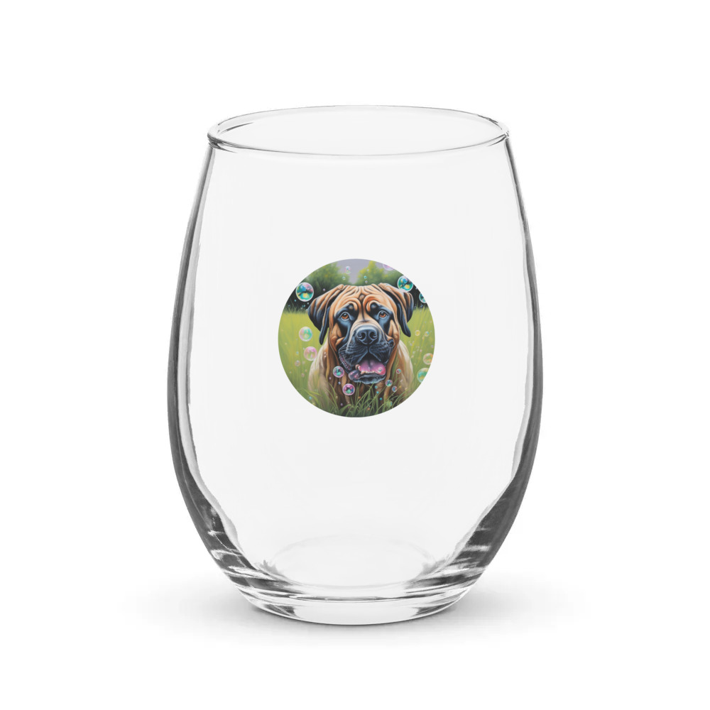 PugMug Custom Mastiff Stemless Wine Glass
