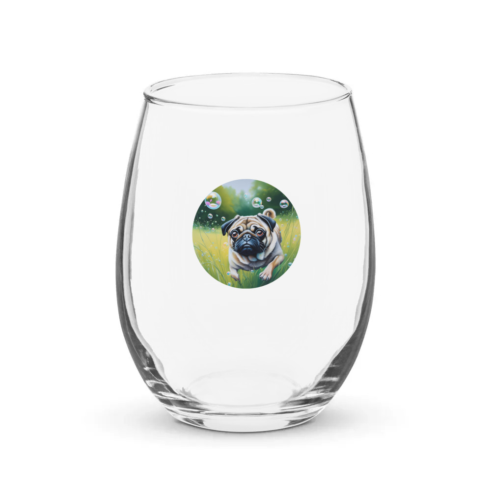PugMug Custom Pug Stemless Wine Glass