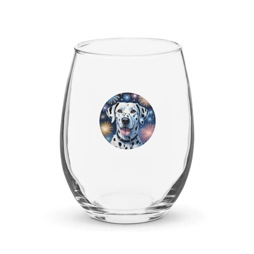 PugMug Custom Dalmatian Stemless Wine Glass