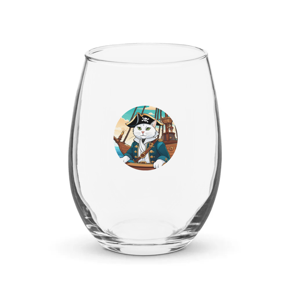 PugMug Custom White Companion Cat Stemless Wine Glass