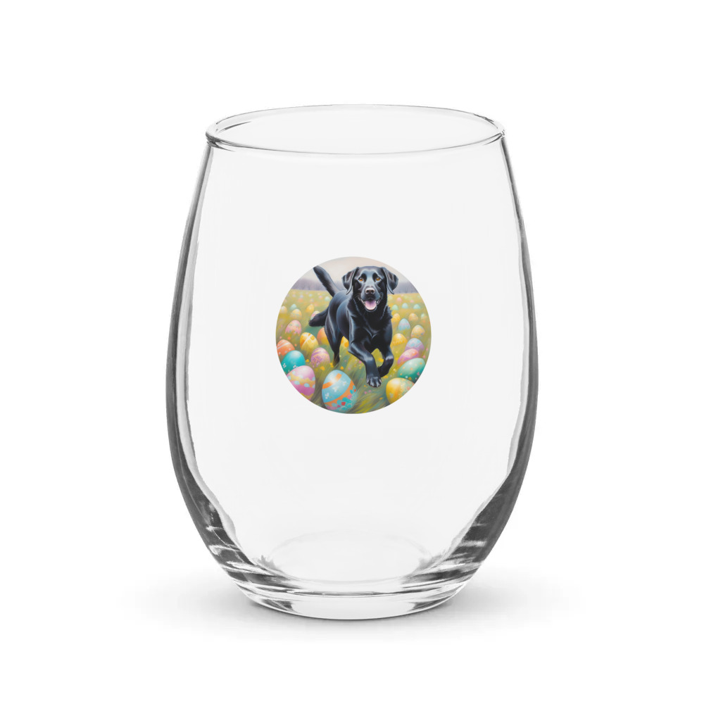 PugMug Custom Black Labrador Retriever Stemless Wine Glass