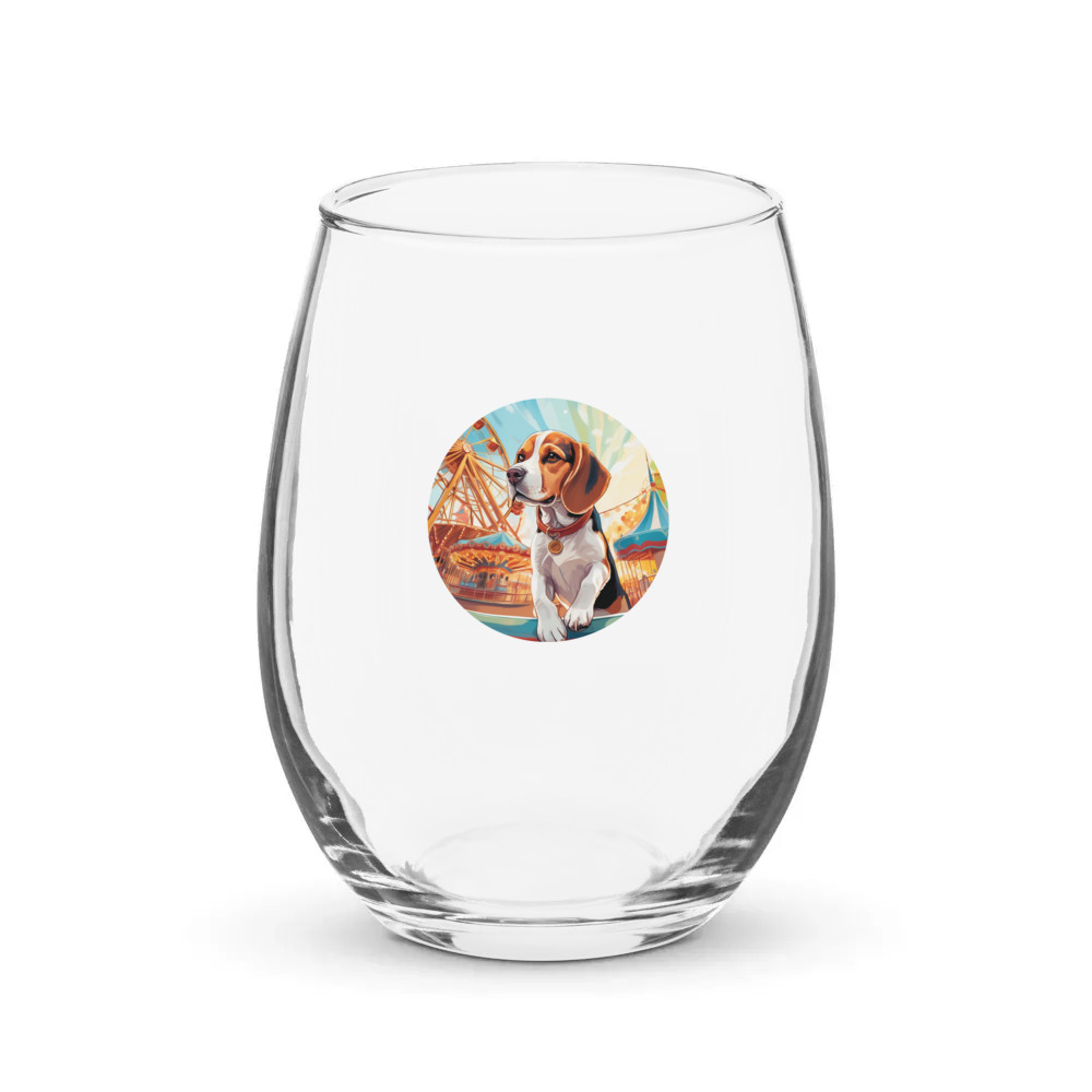 PugMug Custom Beagle Stemless Wine Glass