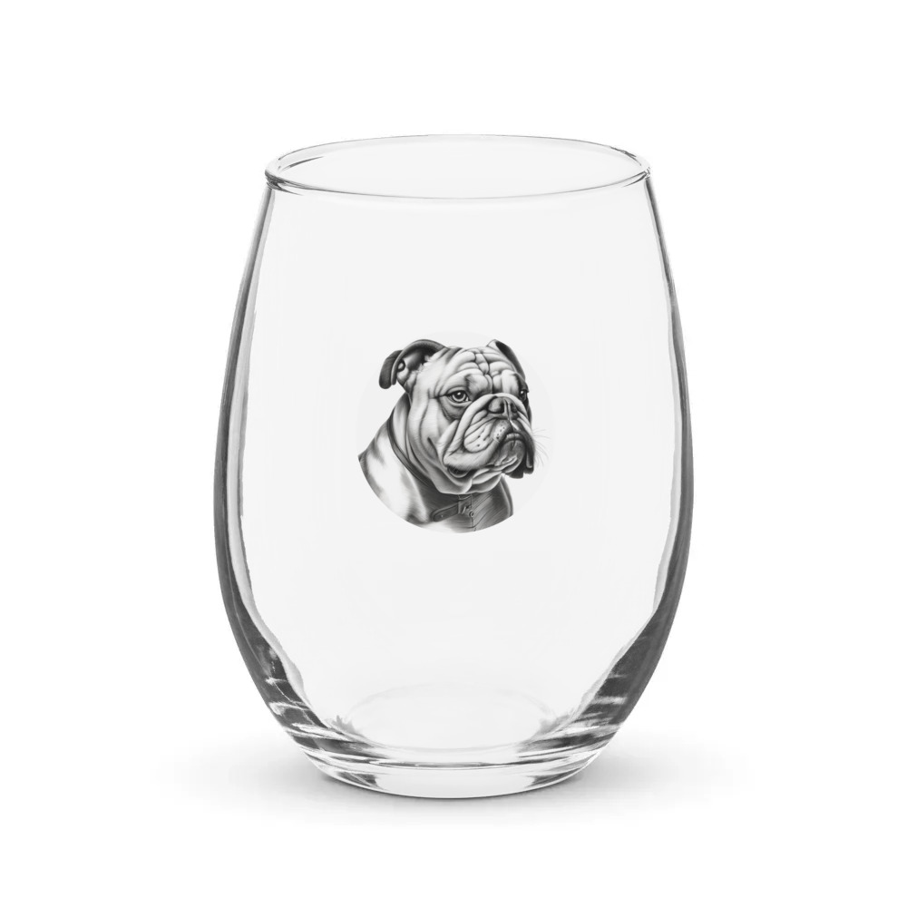 PugMug Custom Bulldog Stemless Wine Glass