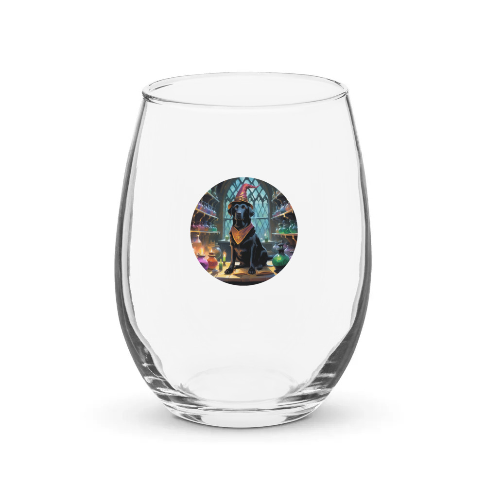 PugMug Custom Black Labrador Retriever Stemless Wine Glass