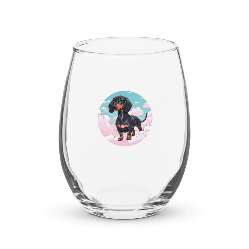 PugMug Custom Black Dachshund Stemless Wine Glass