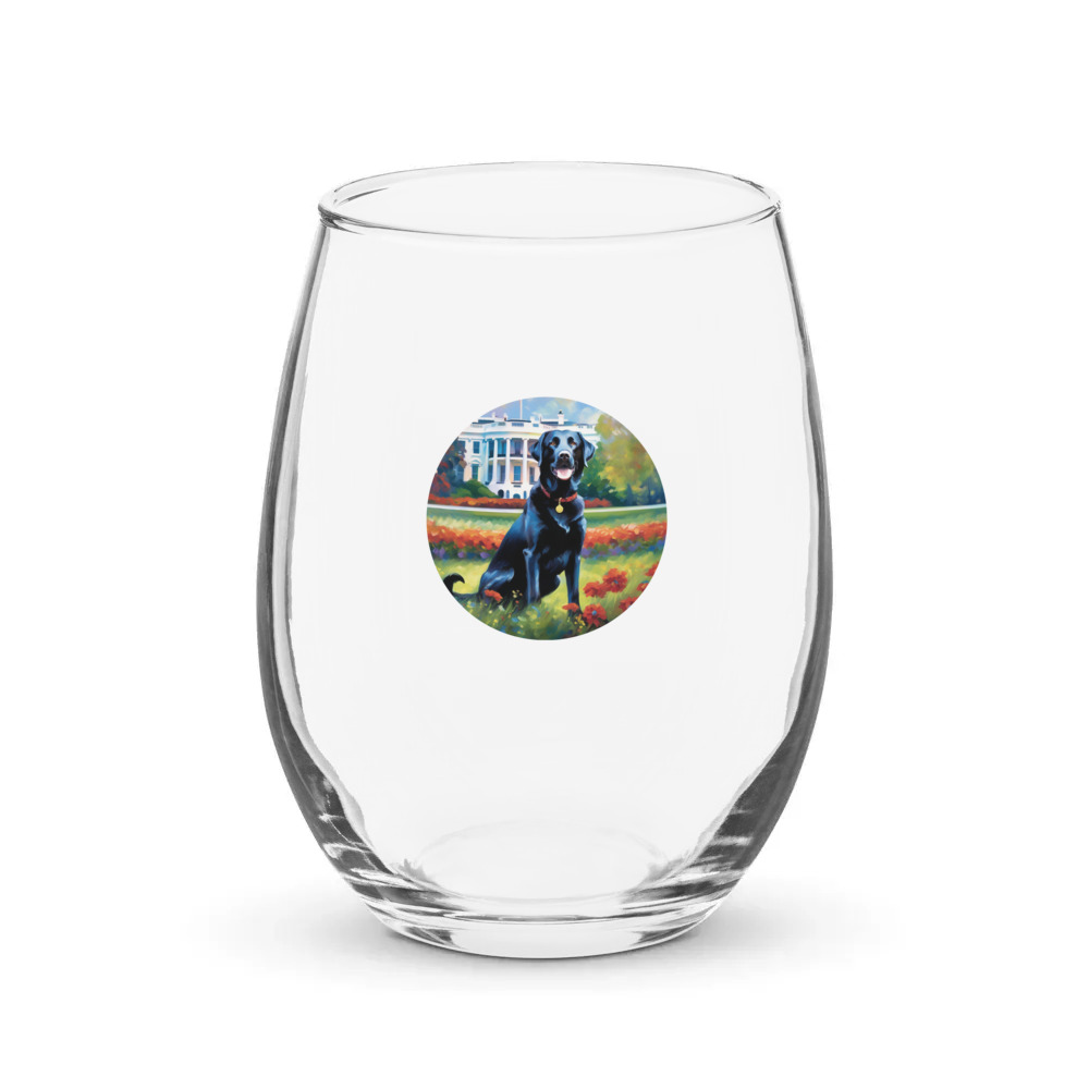 PugMug Custom Black Labrador Retriever Stemless Wine Glass