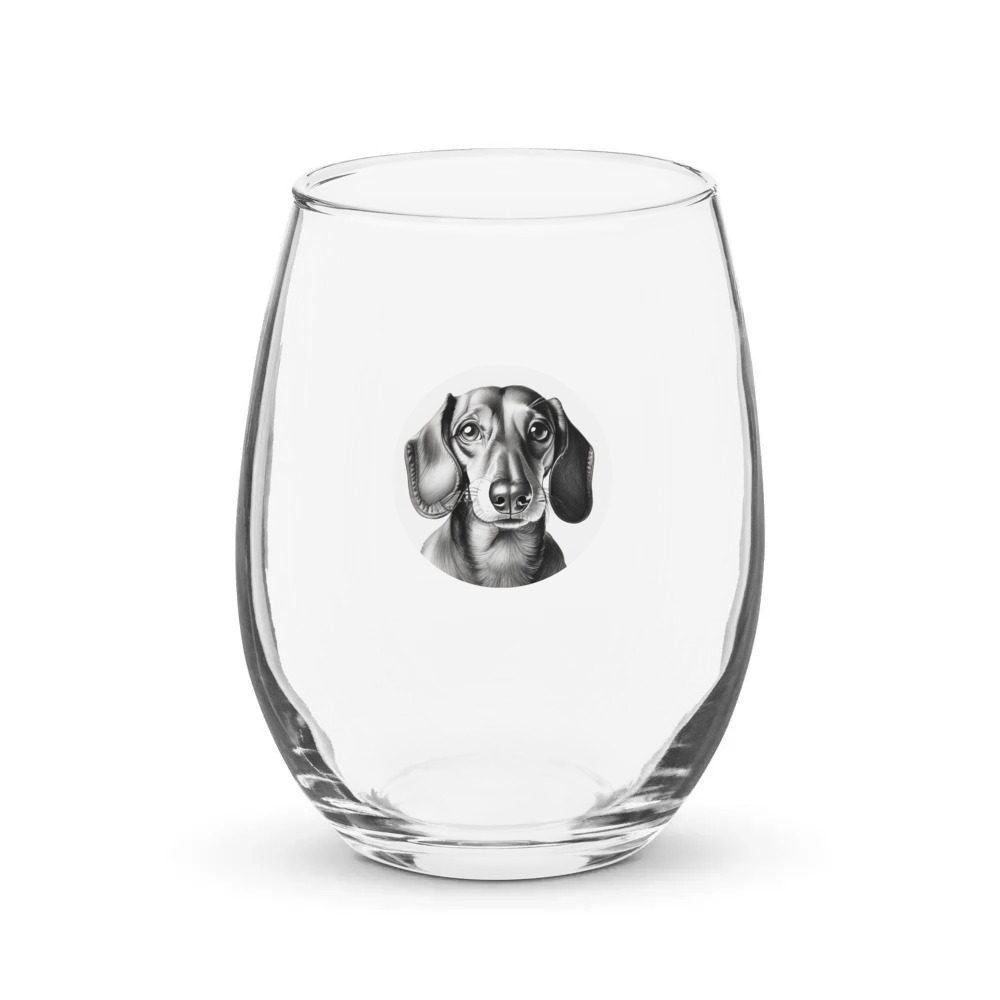 PugMug Custom Tan Dachshund Stemless Wine Glass