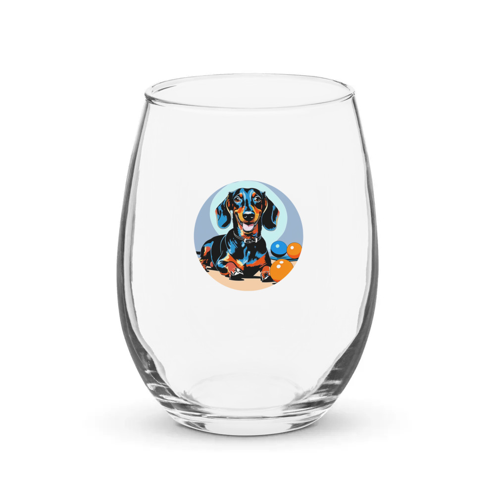 PugMug Custom Black Dachshund Stemless Wine Glass