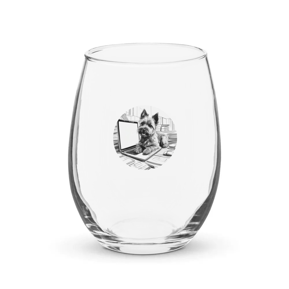 PugMug Custom Cairn Terrier Stemless Wine Glass