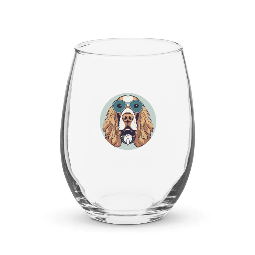 PugMug Custom English Cocker Spaniel Stemless Wine Glass