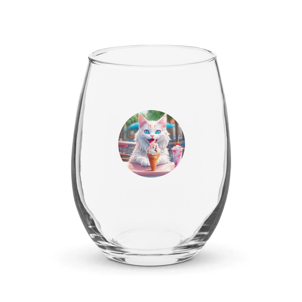 PugMug Custom White Companion Cat Stemless Wine Glass