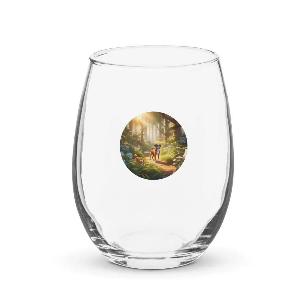 PugMug Custom Boxer Dog Stemless Wine Glass