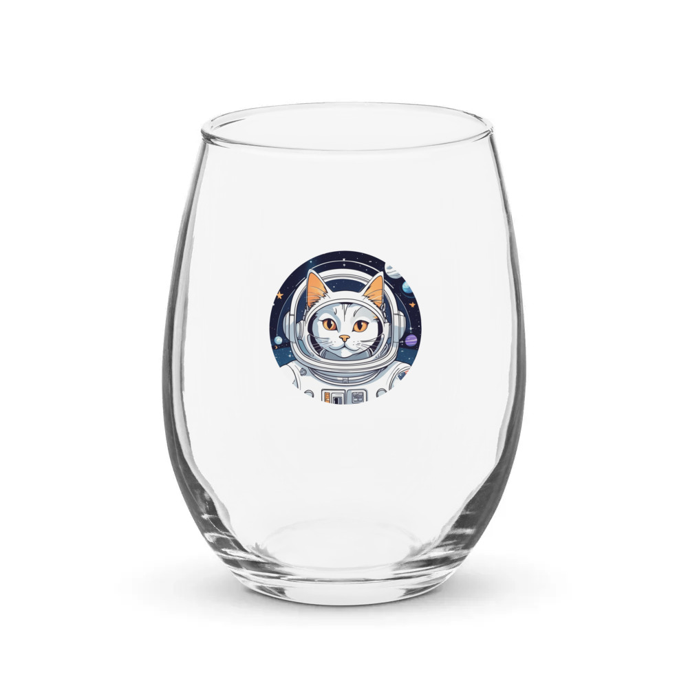 PugMug Custom White Companion Cat Stemless Wine Glass