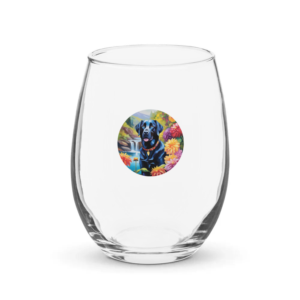 PugMug Custom Black Labrador Retriever Stemless Wine Glass