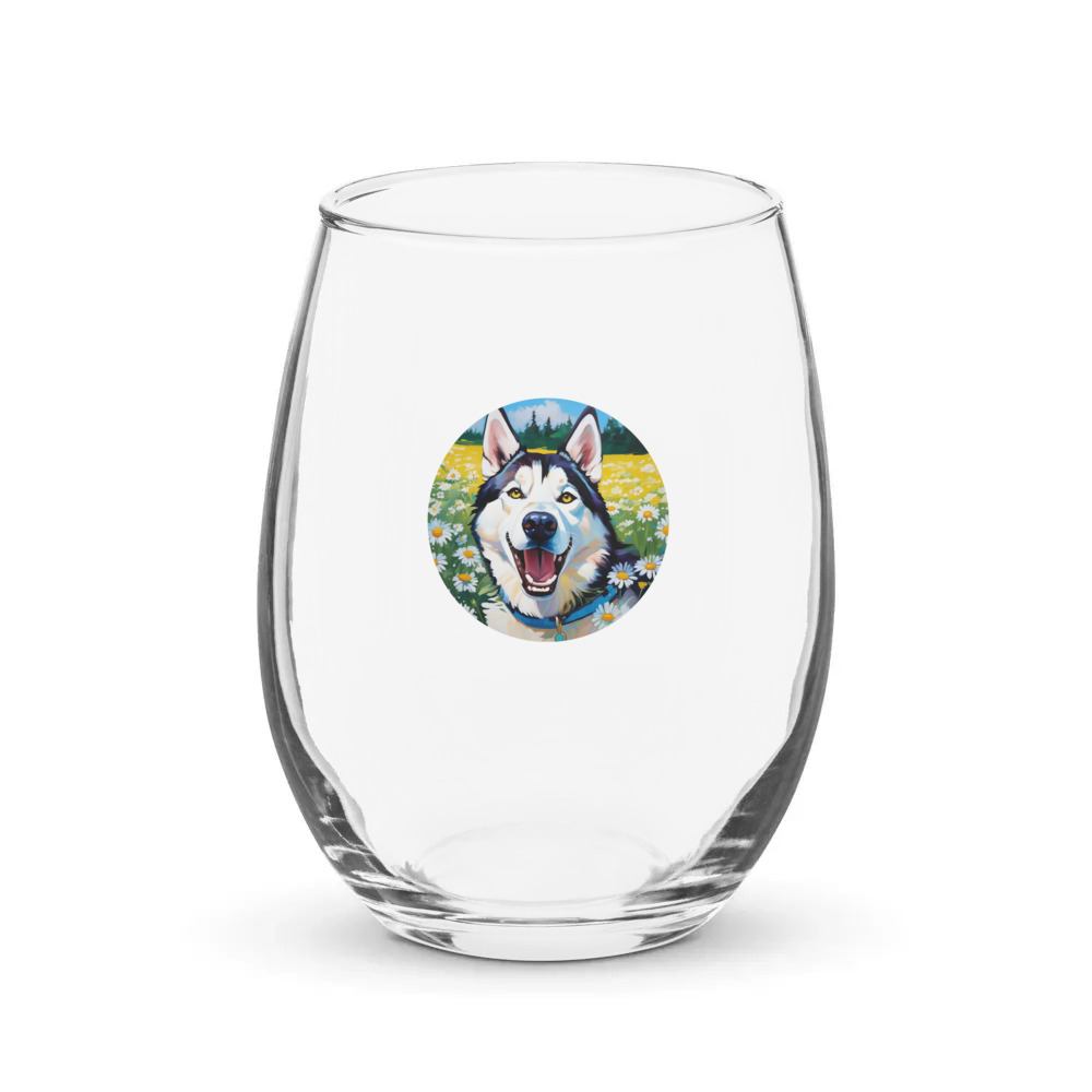 PugMug Custom Siberian Husky Stemless Wine Glass