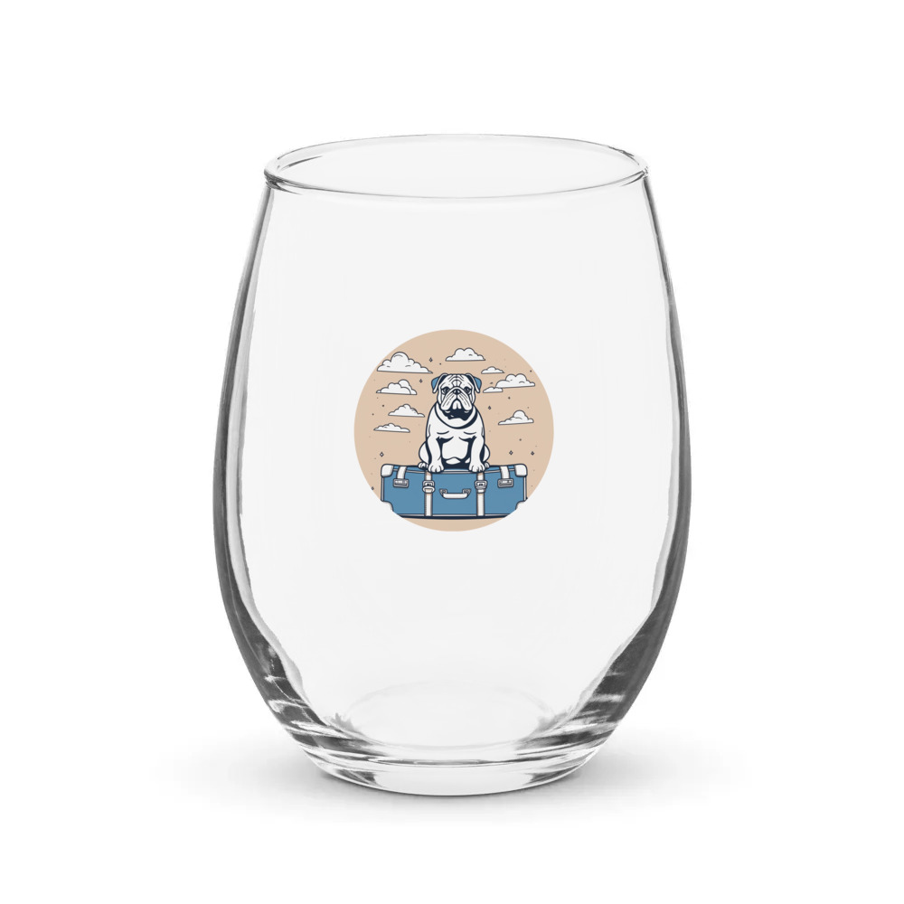 PugMug Custom Bulldog Stemless Wine Glass