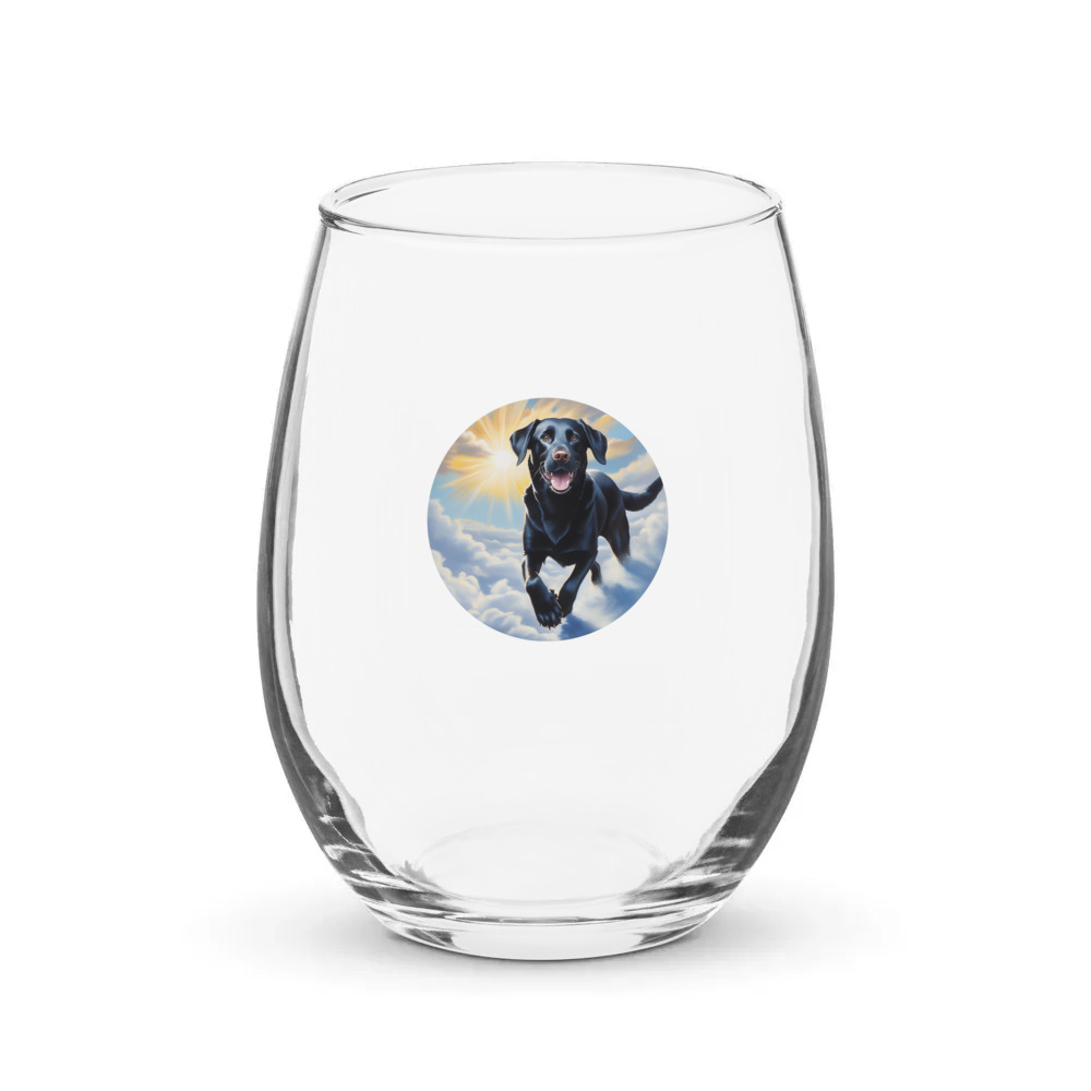 PugMug Custom Black Labrador Retriever Stemless Wine Glass