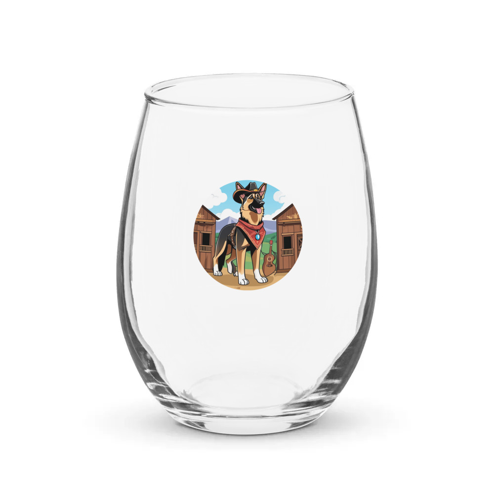 PugMug Custom German Shepherd Dog Stemless Wine Glass