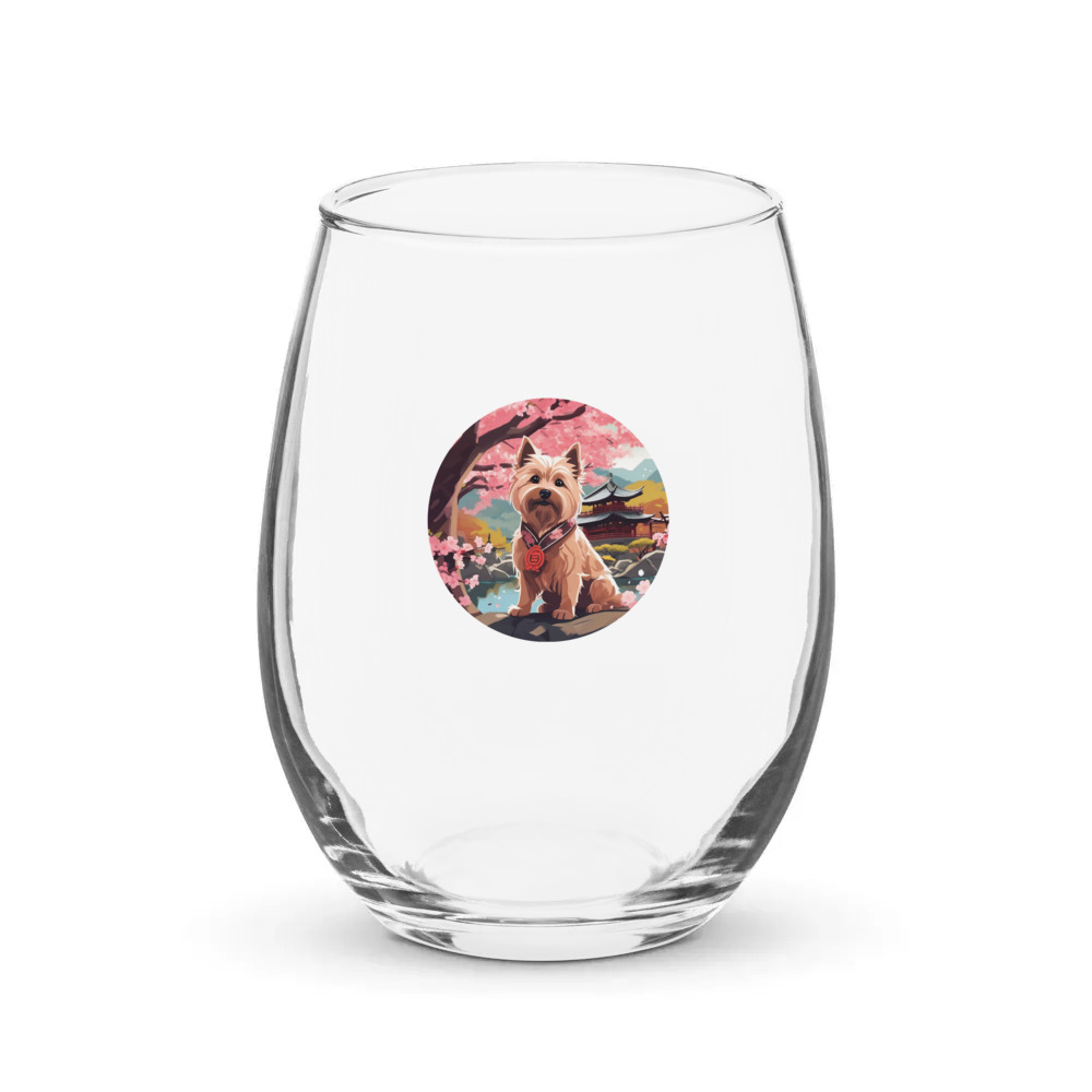 PugMug Custom Cairn Terrier Stemless Wine Glass