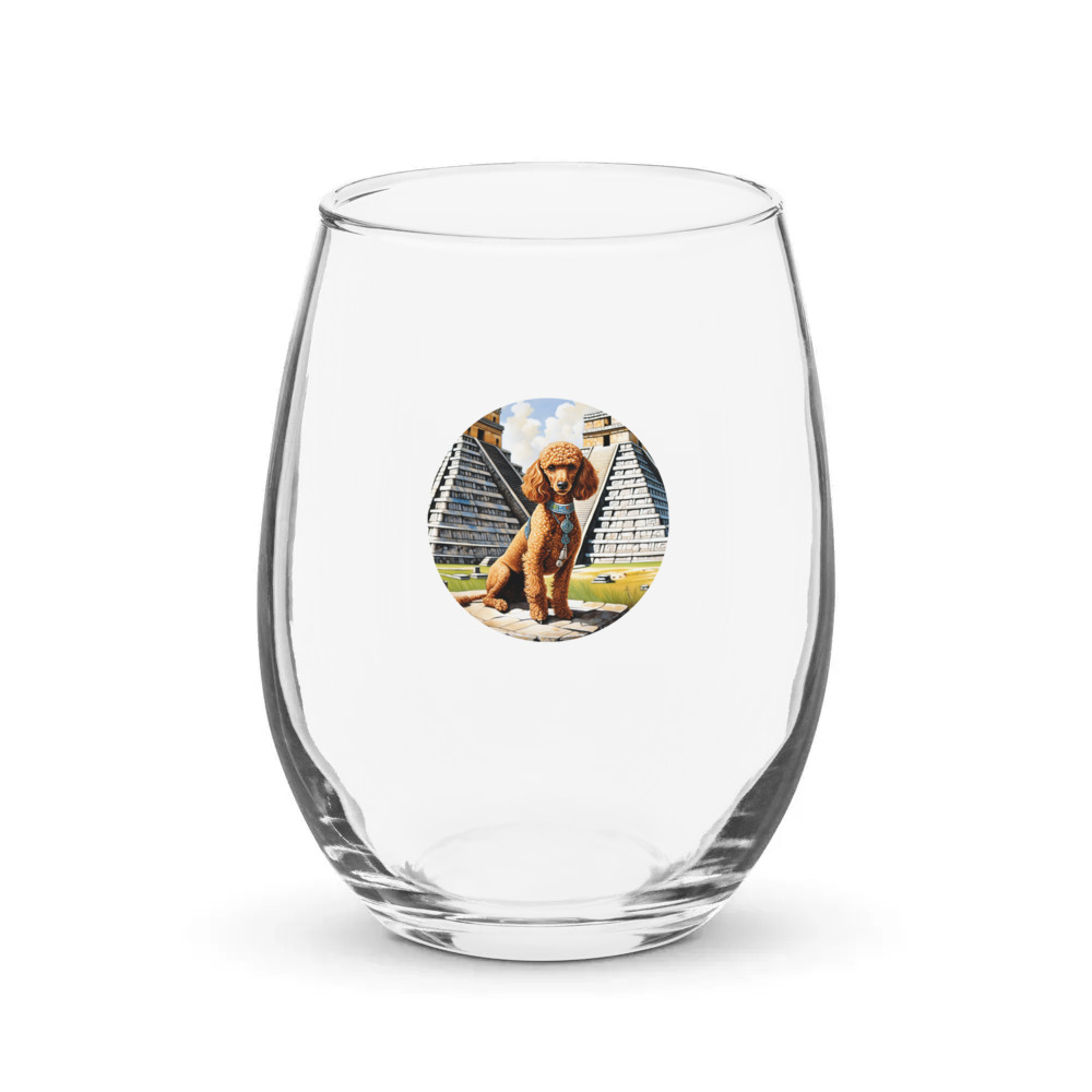 PugMug Custom Tan Poodle Stemless Wine Glass