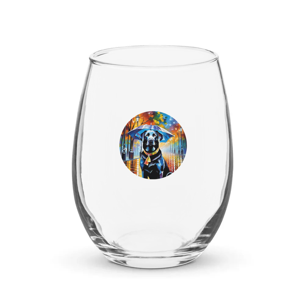 PugMug Custom Black Labrador Retriever Stemless Wine Glass