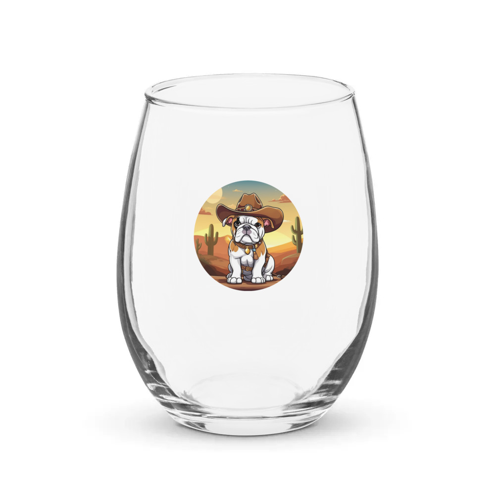 PugMug Custom Bulldog Stemless Wine Glass