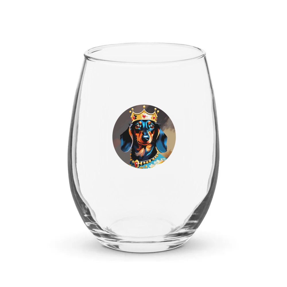 PugMug Custom Black Dachshund Stemless Wine Glass