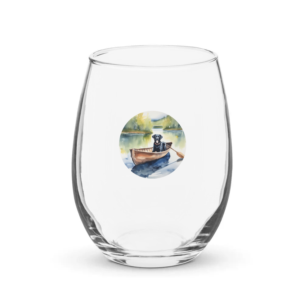 PugMug Custom Black Labrador Retriever Stemless Wine Glass