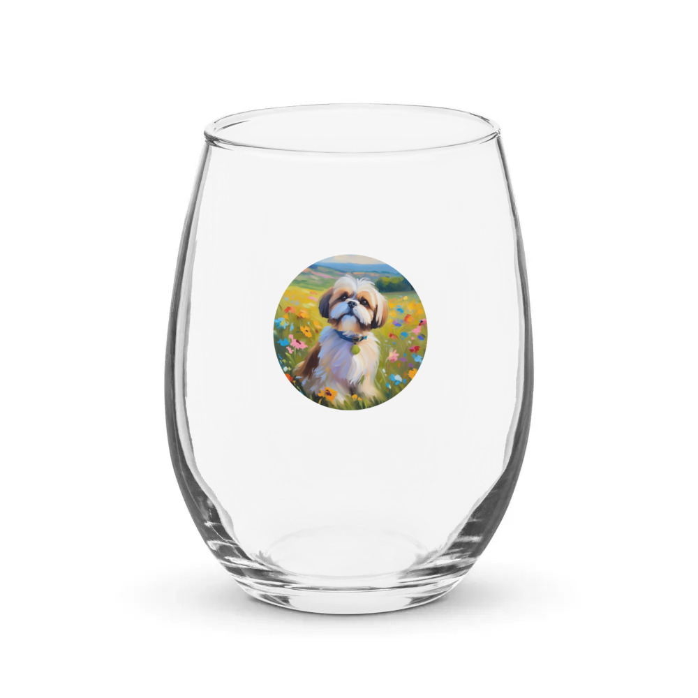 PugMug Custom Shih Tzu Stemless Wine Glass