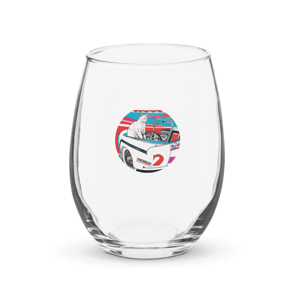PugMug Custom White Companion Cat Stemless Wine Glass